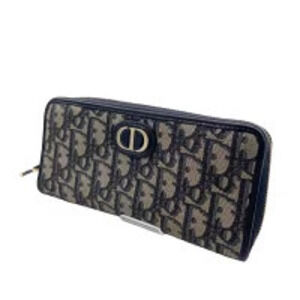 Christian Dior Wallet Oblique Zip Navy Blue